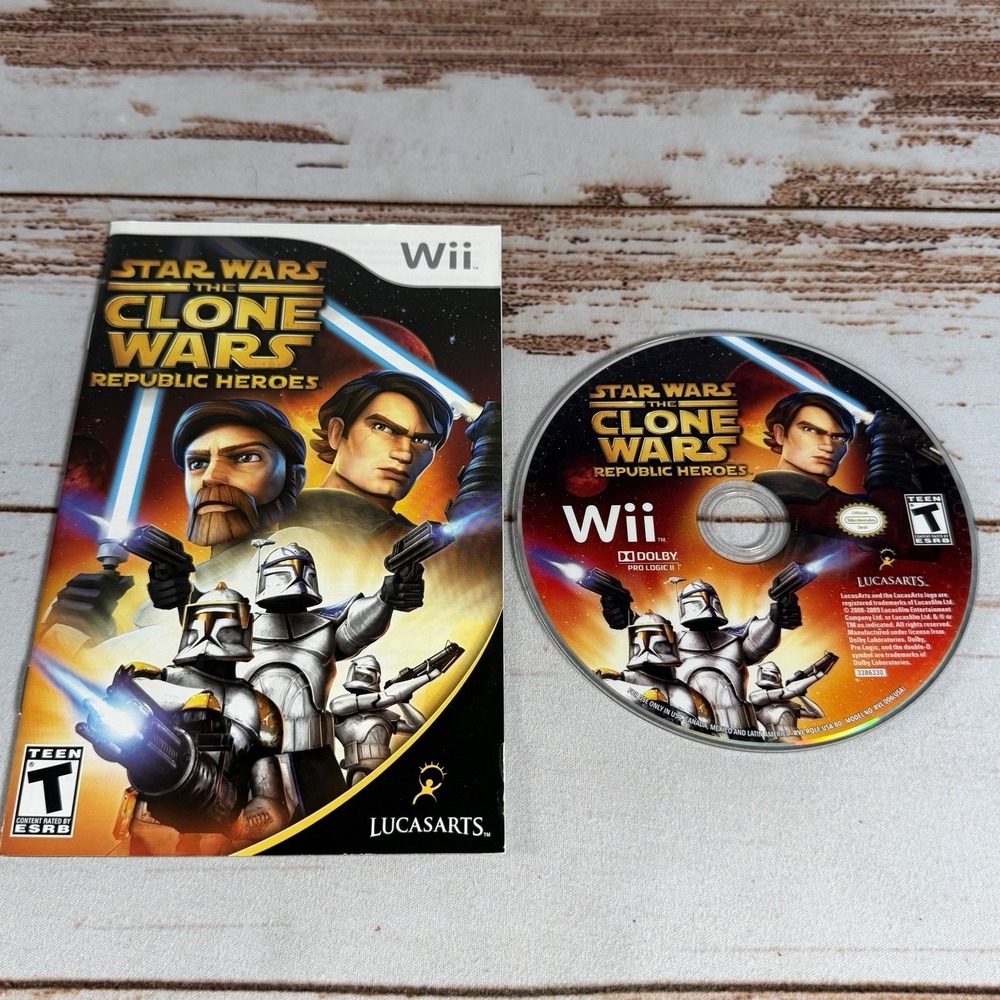 Star Wars Clone Wars Republic Heroes Nintendo Wii Game Disc and Manual Only